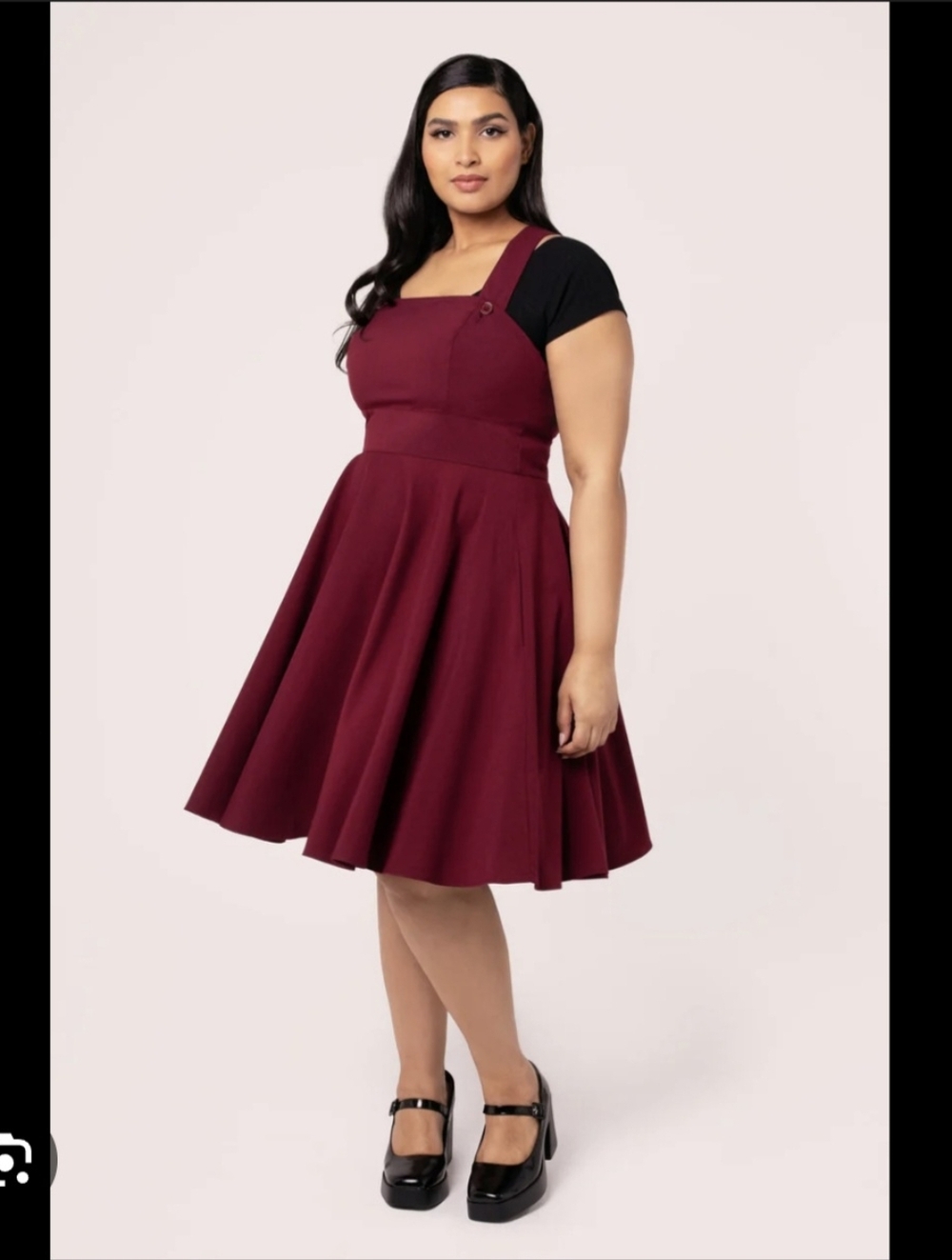 Hell Bunny Burgundy Corduroy Pinafore Dress XL
